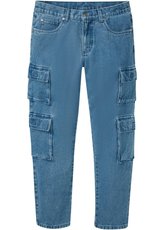 Regular Fit Cargo-Jeans, Straight in blau von vorne - RAINBOW