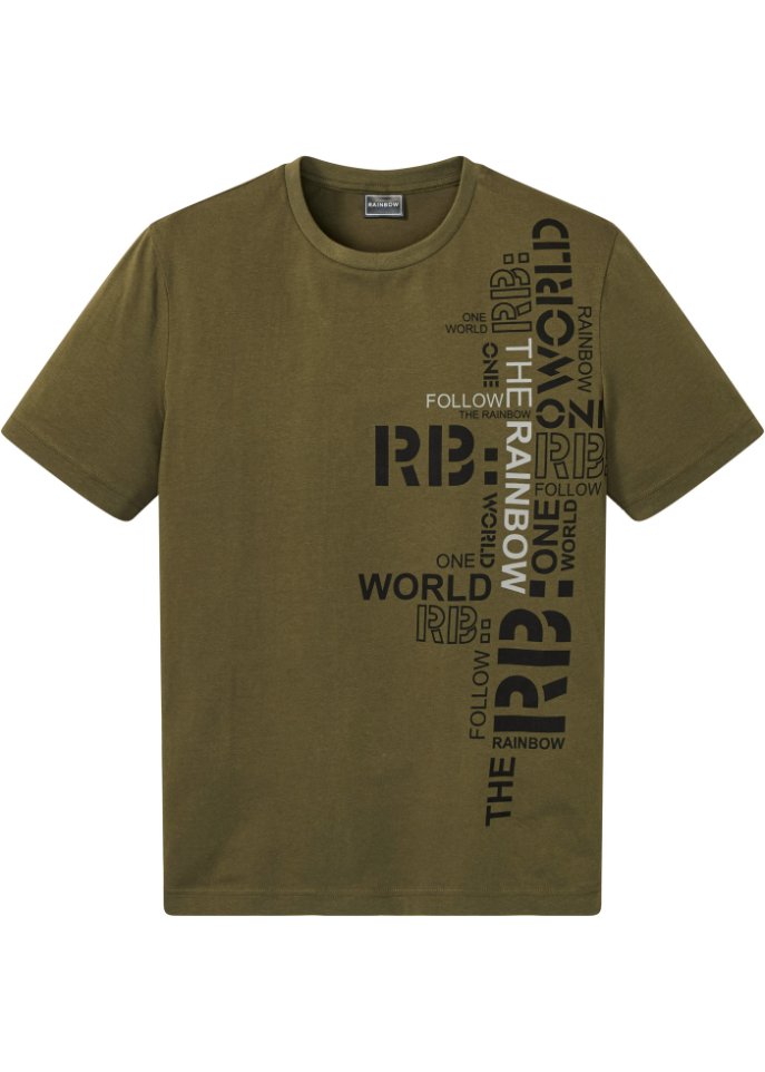T-Shirt aus Bio Baumwolle in grün von vorne - RAINBOW