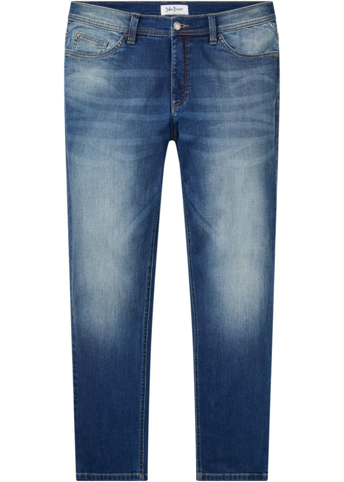 Regular Fit Stretch-Jeans, Straight in blau von vorne - John Baner JEANSWEAR