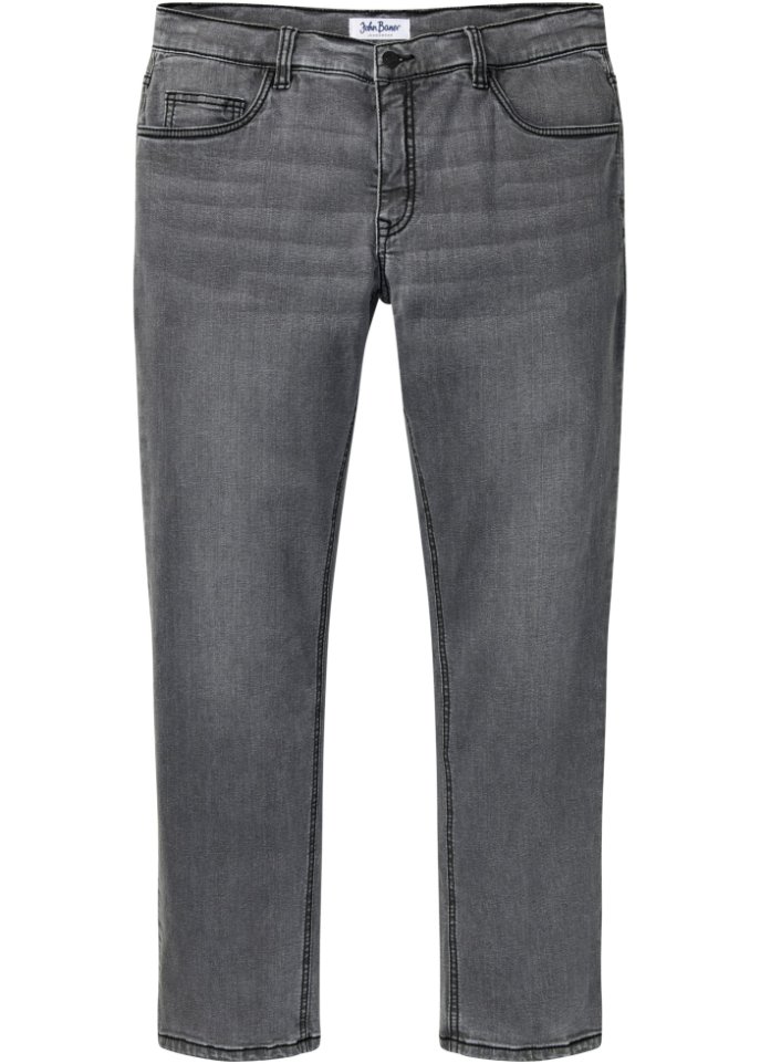 Loose Fit Stretch-Jeans, Straight in grau von vorne - John Baner JEANSWEAR