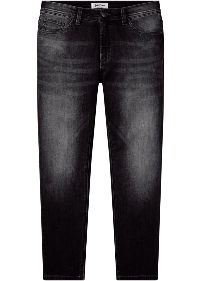 Regular Fit Stretch-Jeans, Tapered in grau von vorne - John Baner JEANSWEAR