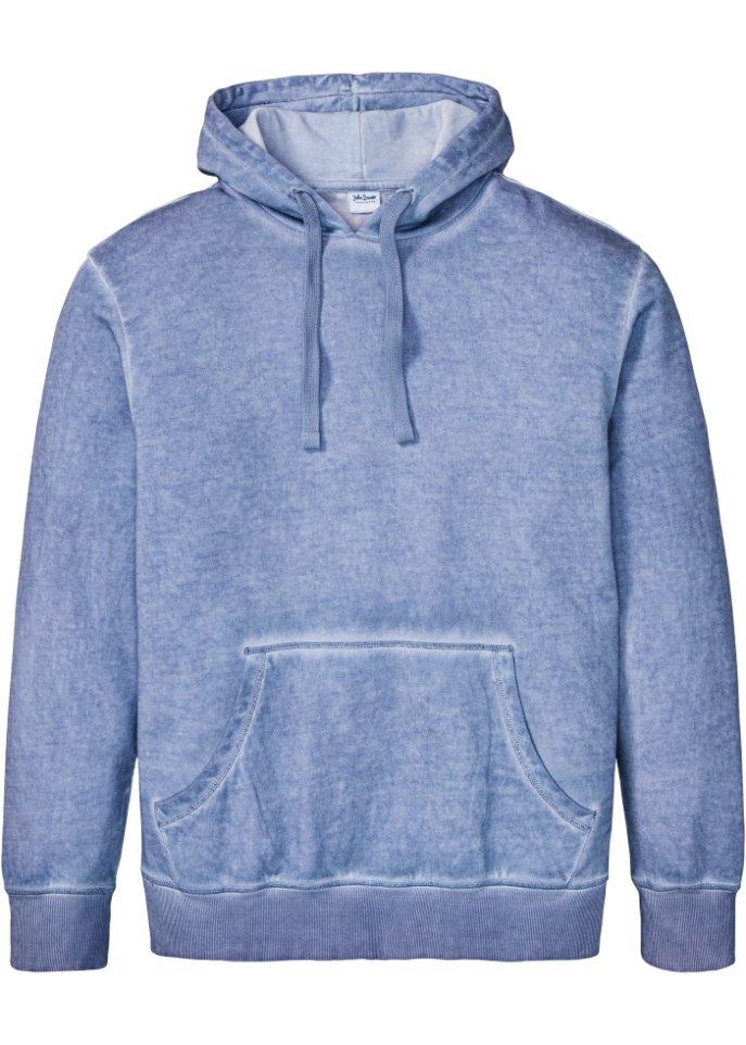 Kapuzensweatshirt in gewaschener Optik, Loose Fit in blau von vorne - John Baner JEANSWEAR