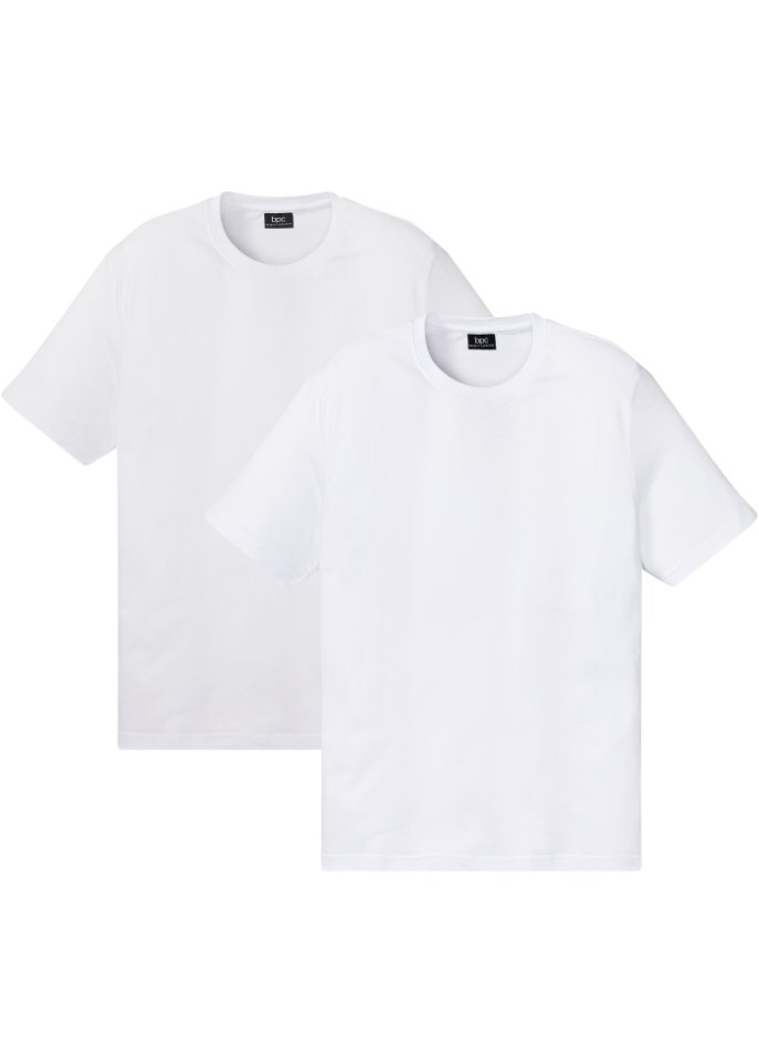 T-Shirt (2er Pack) aus Bio Baumwolle in weiß von vorne - bpc bonprix collection