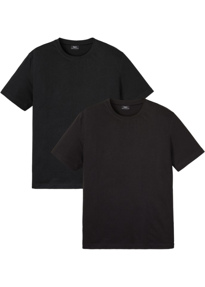 T-Shirt (2er Pack) aus Bio Baumwolle in schwarz von vorne - bpc bonprix collection