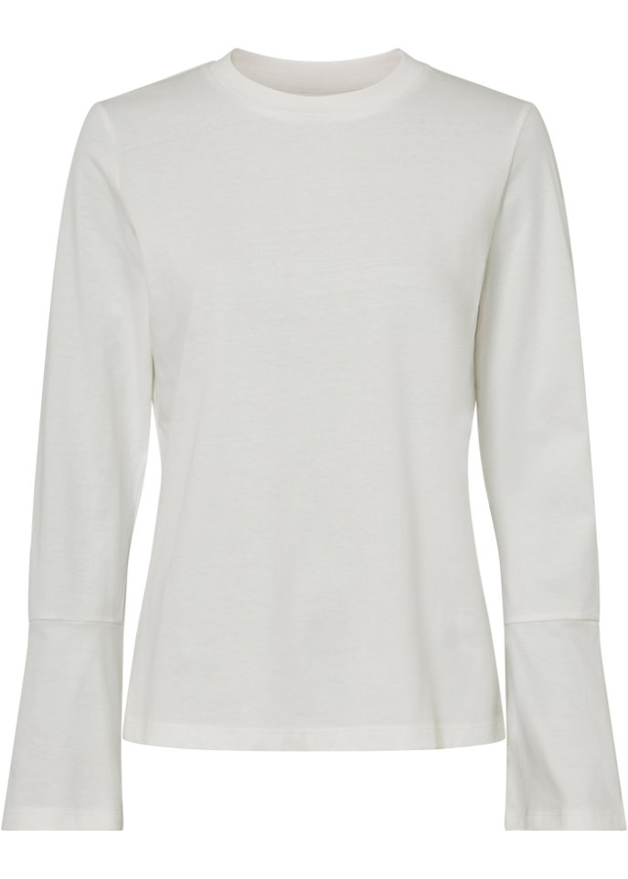 Shirt mit weitem Arm aus Bio-Baumwolle in weiß von vorne - RAINBOW