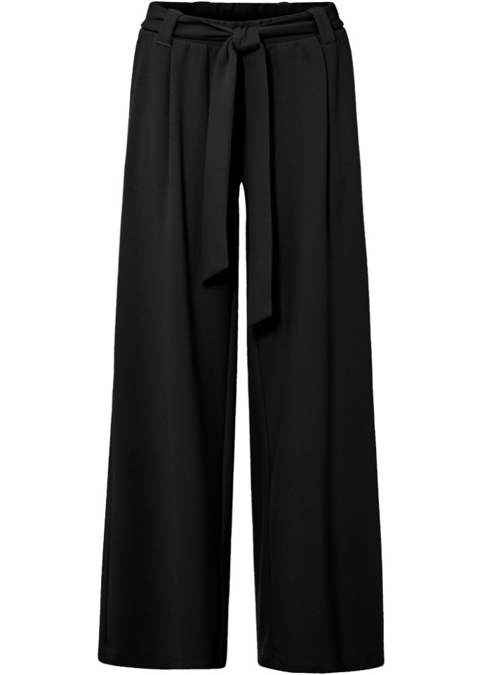 Hose aus Jerseycrepe in schwarz von vorne - BODYFLIRT
