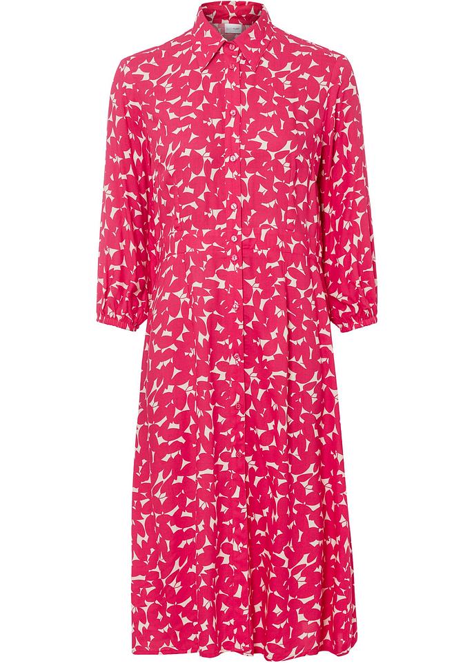 Blusenkleid mit 3/4-Arm in pink von vorne - BODYFLIRT
