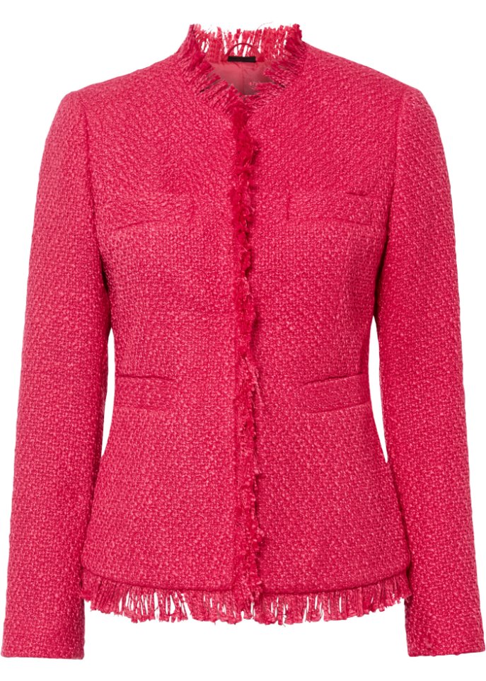 Bouclé-Jacke in pink von vorne - BODYFLIRT