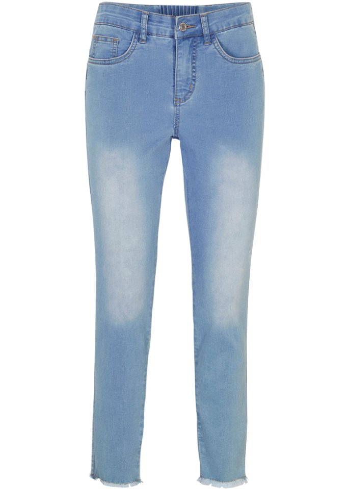 Shaping-Jeans Mid Waist, cropped in blau von vorne - John Baner JEANSWEAR