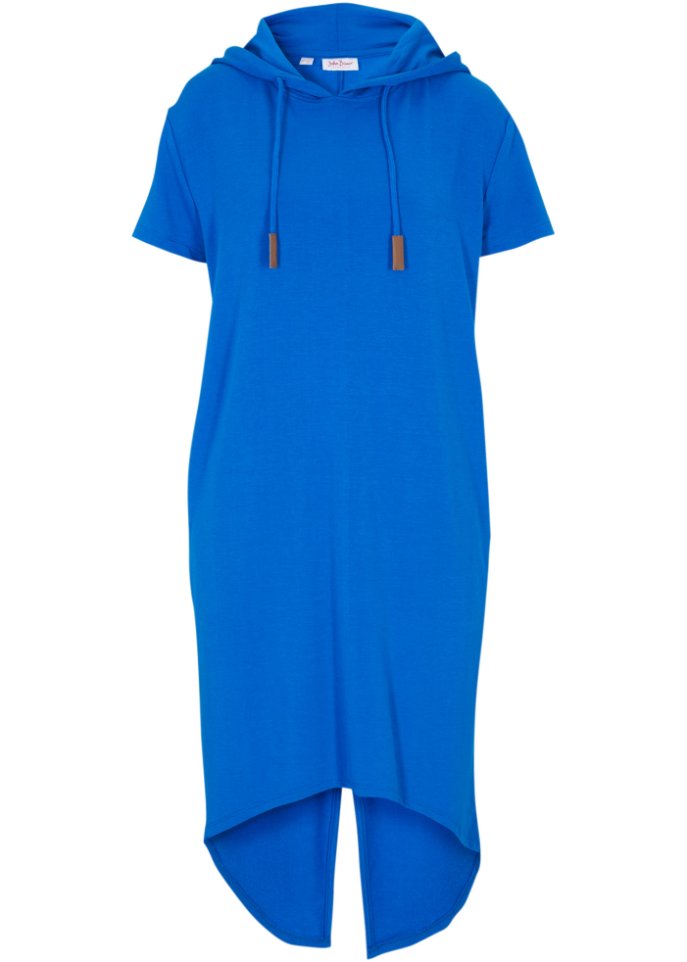 Kapuzen-Sweatkleid in leichter Qualität in blau von vorne - John Baner JEANSWEAR