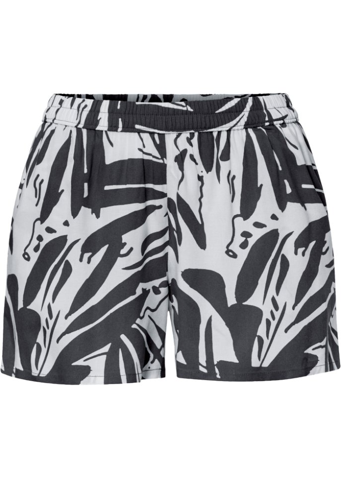 Shorts mit nachhaltiger Viskose in schwarz von vorne - RAINBOW