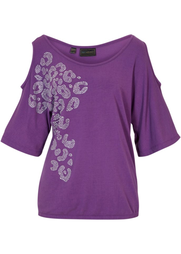 Cold-Shoulder-Shirt in lila von vorne - bpc selection