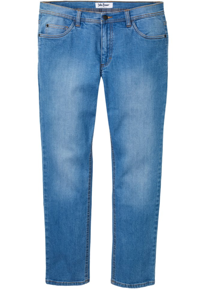 Essential Regular Fit Stretch-Jeans, Straight in blau von vorne - John Baner JEANSWEAR