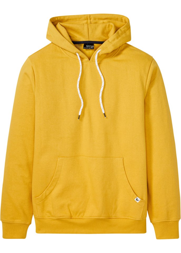 Kapuzensweatshirt mit Komfortschnitt und recyceltem Polyester in gelb von vorne - bpc bonprix collection