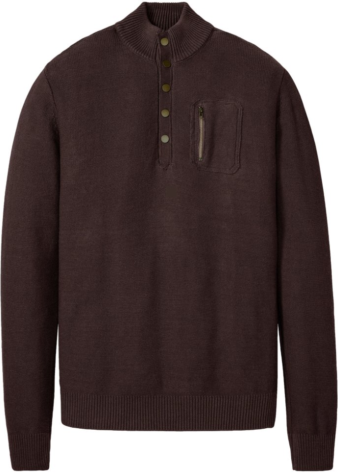 Pullover mit Knopfleiste in braun von vorne - John Baner JEANSWEAR