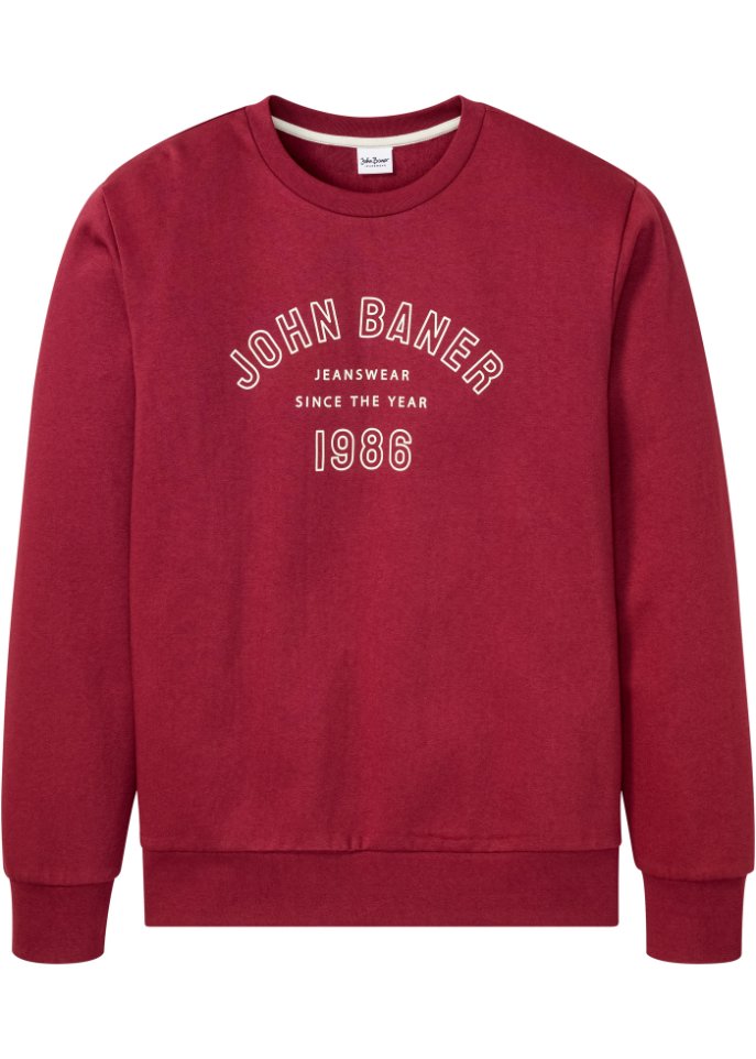 Sweatshirt mit recyceltem Polyester in rot von vorne - John Baner JEANSWEAR