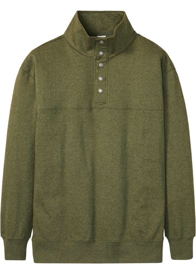 Sweatshirt mit recyceltem Polyester, Loose Fit in grün von vorne - John Baner JEANSWEAR