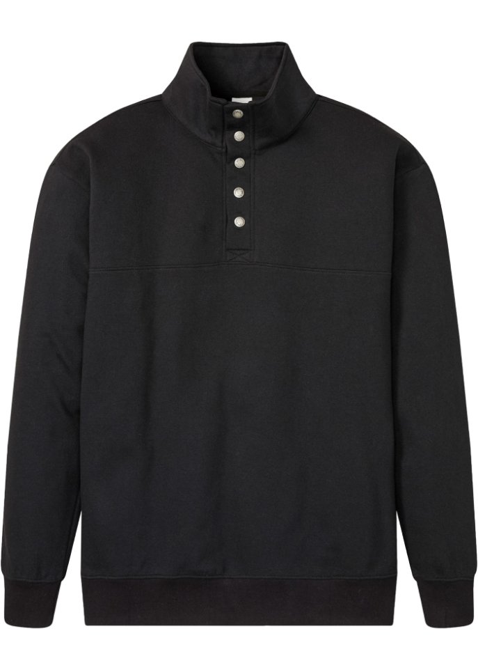 Sweatshirt mit recyceltem Polyester, Loose Fit in schwarz von vorne - John Baner JEANSWEAR