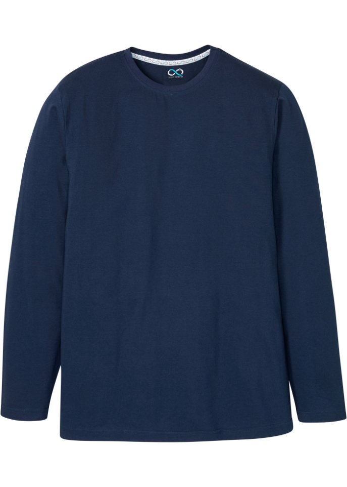 Essential Seamless-Langarmshirt aus Bio-Baumwolle in blau von vorne - bpc bonprix collection