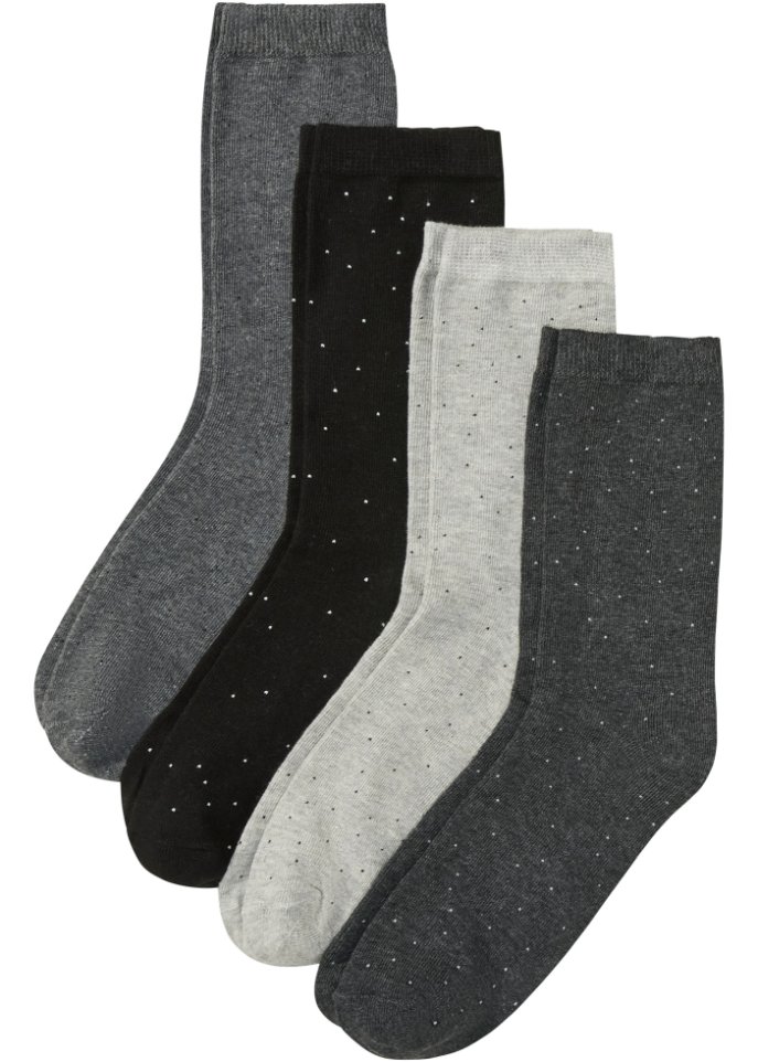 Socken (4er Pack) mit Bio Baumwolle aus Effektgarn  in grau von vorne - bpc bonprix collection