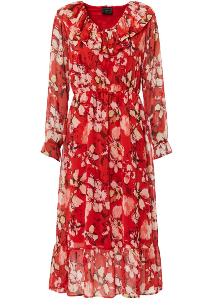 Kleid mit Volants in rot von vorne - bpc selection