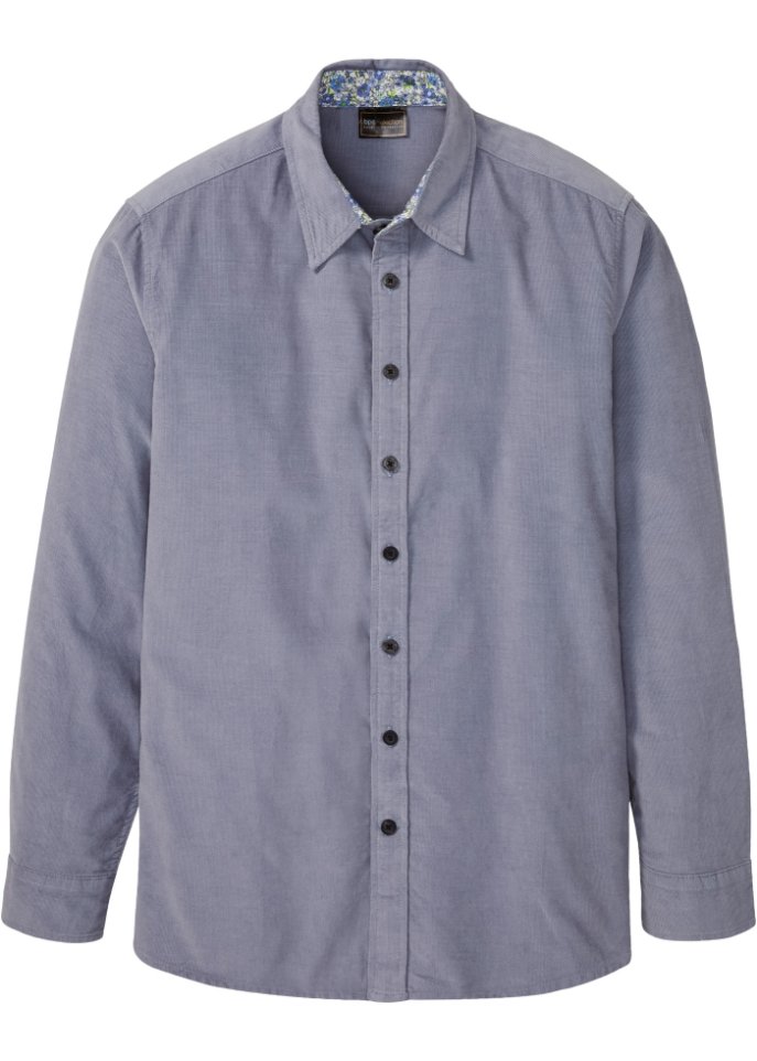 Langarmhemd aus Feincord in blau von vorne - bpc selection