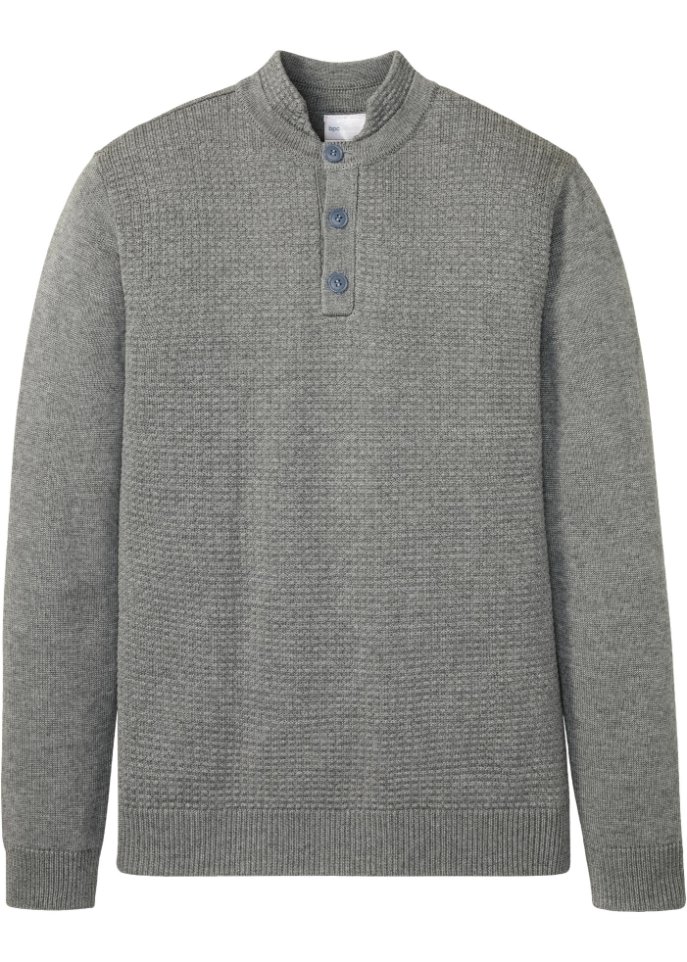 Pullover mit Stehkragen in grau von vorne - bpc selection