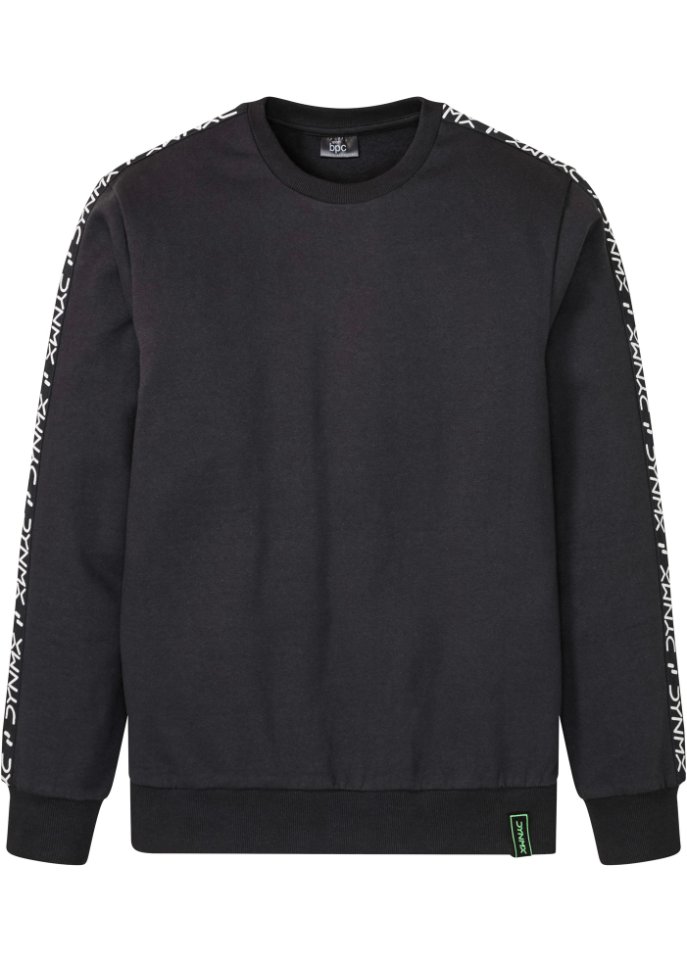 Sweatshirt mit sportlichen Details in schwarz von vorne - bpc bonprix collection