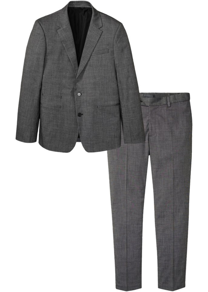 Anzug (2-tlg.Set): Sakko und Hose, Slim Fit in schwarz von vorne - bpc selection