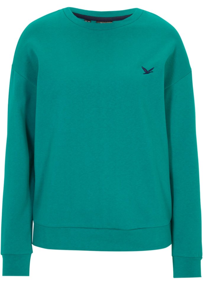 Sweatshirt mit Stickung in grün von vorne - bpc bonprix collection