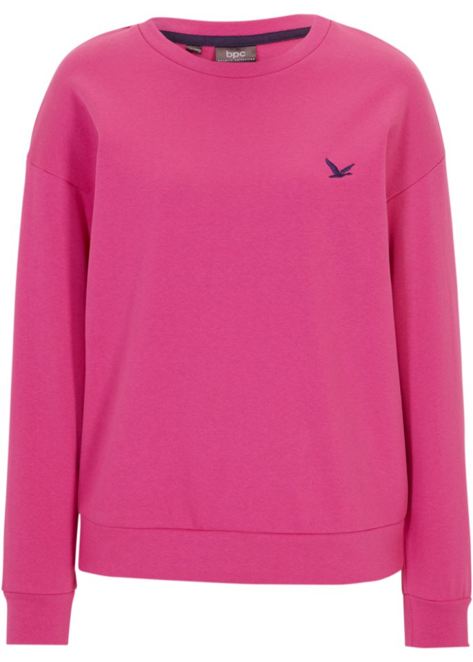 Sweatshirt mit Stickung in pink von vorne - bpc bonprix collection