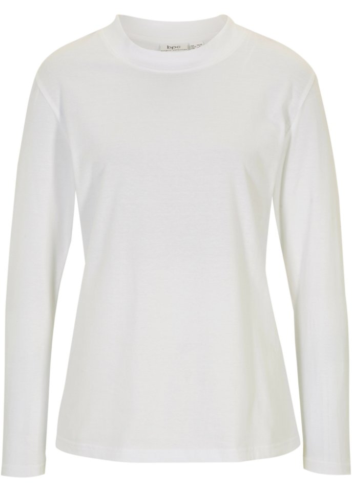 Langarmshirt aus Bio-Baumwolle in weiß von vorne - bpc bonprix collection