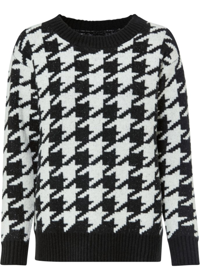 Strick-Pullover mit Rundhalsausschnitt in schwarz von vorne - bpc bonprix collection