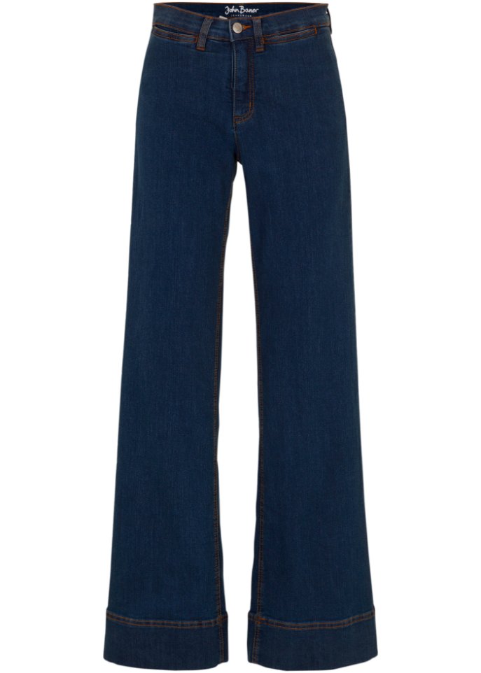 Komfort-Stretch-Jeans, Wide Fit in blau von vorne - John Baner JEANSWEAR