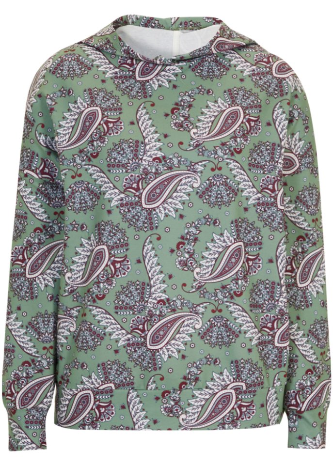 Kapuzensweatshirt, Paisley in grün von vorne - John Baner JEANSWEAR