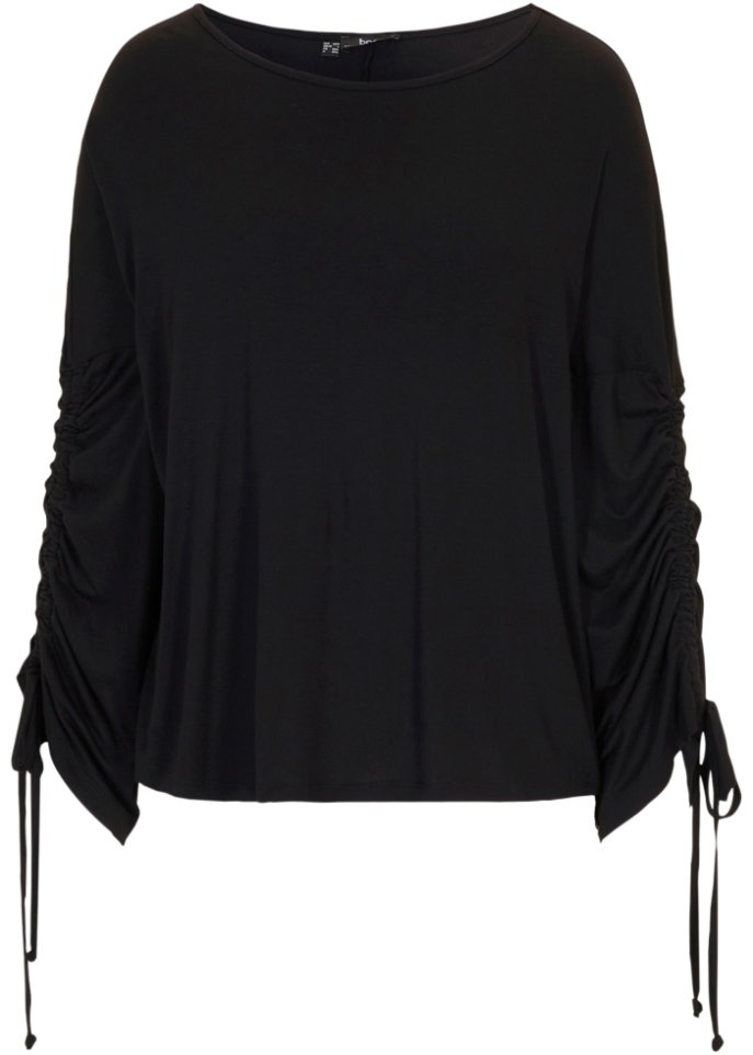 Shirt mit weitem Ärmel  in schwarz von vorne - bpc bonprix collection