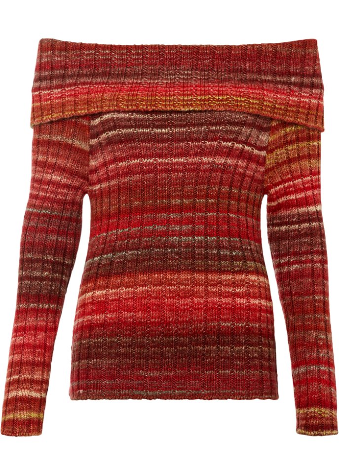 Off-Shoulder Pullover  in rot von vorne - BODYFLIRT boutique