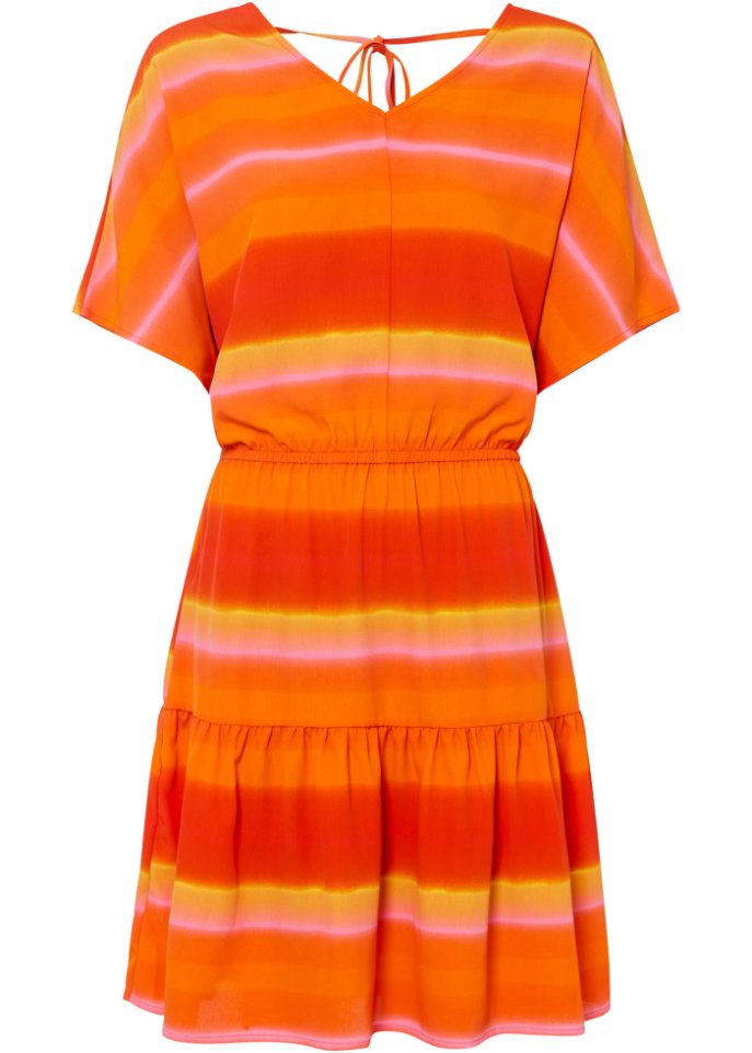 Kleid mit Rückendetail in orange von vorne - RAINBOW