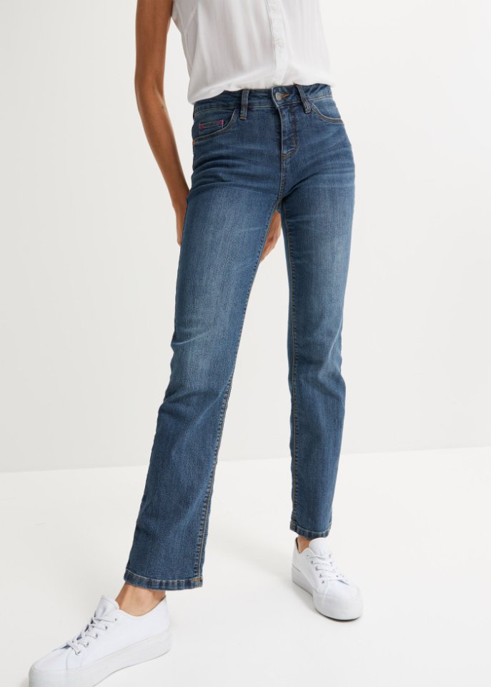 Bequeme Basic-Stretch-Jeans mit fröhlich-bunten Nieten bonprix 