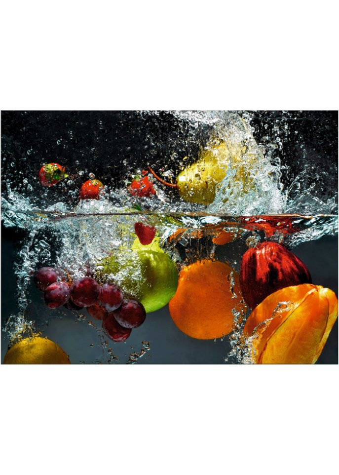 Glasbild mit Früchte im Wasser in bunt - bpc living bonprix collection