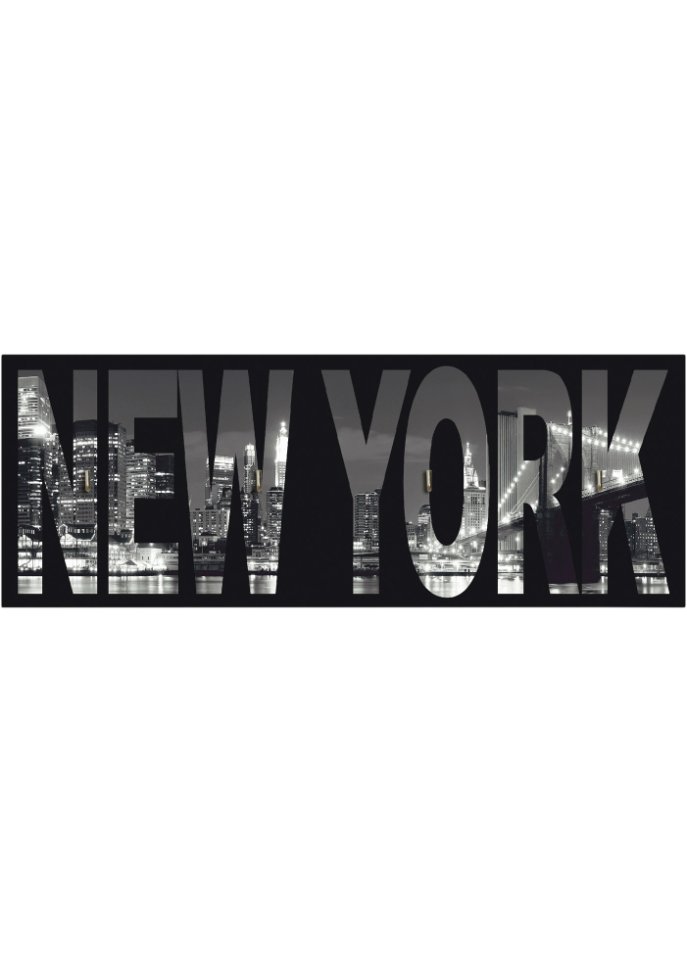 Schlüsselbrett mit New York Schriftzug in schwarz - bpc living bonprix collection