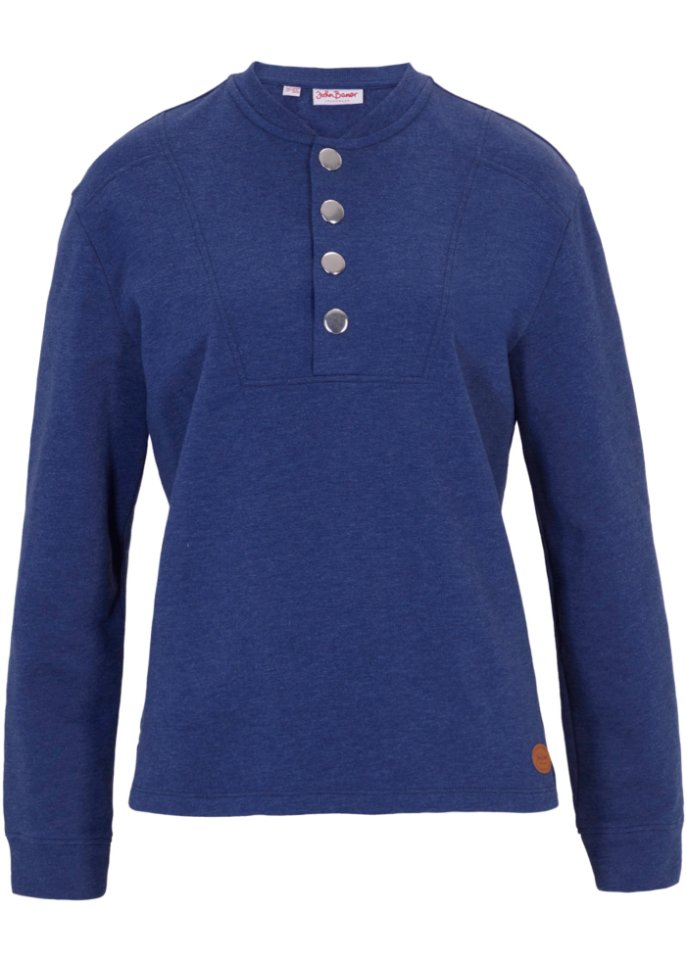 Sweatshirt mit Seitenschlitzen in blau von vorne - John Baner JEANSWEAR