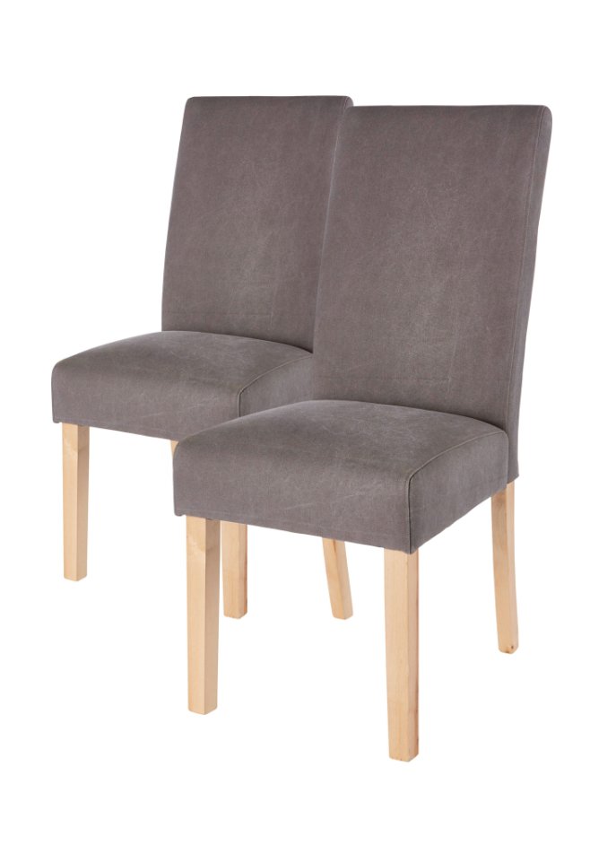 Stuhl mit hoher Lehne, 2er-Set in grau von vorne - bpc living bonprix collection