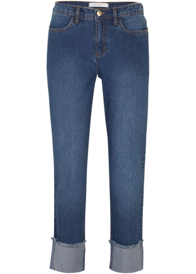 7/8-Jeans mit Stickerei in blau von vorne - bpc selection