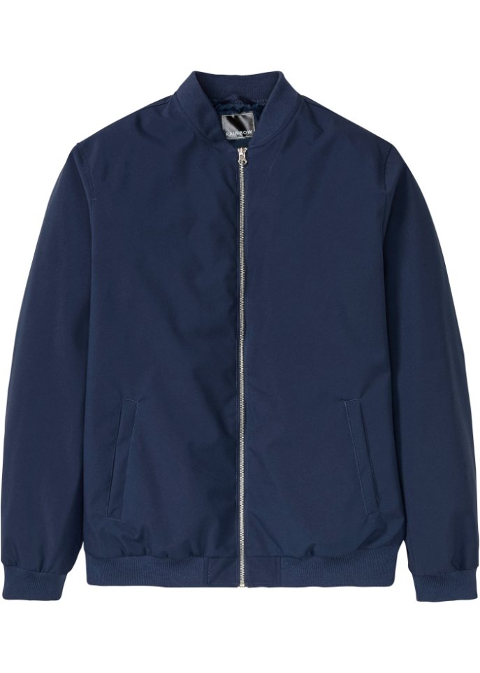 Jacke aus recyceltem Polyester in Blouson-Form in blau von vorne - RAINBOW