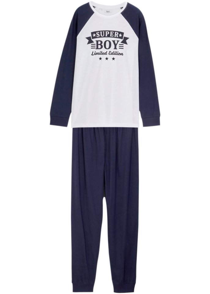 Jungen Pyjama  (2-tlg. Set) in blau von vorne - bpc bonprix collection