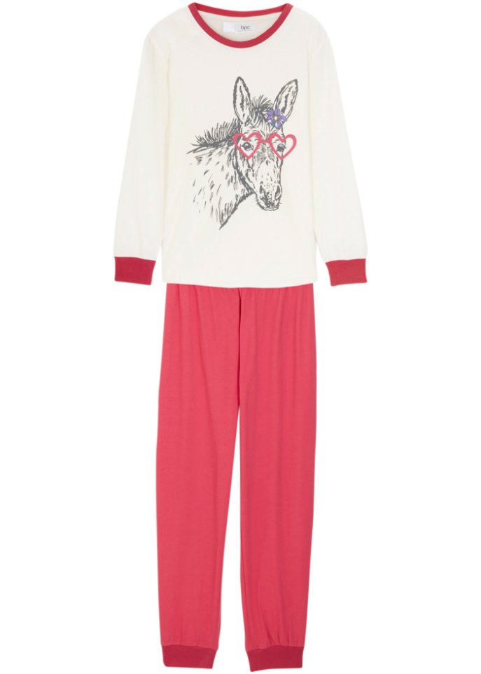 Mädchen Pyjama  (2-tlg. Set) in weiß von vorne - bpc bonprix collection
