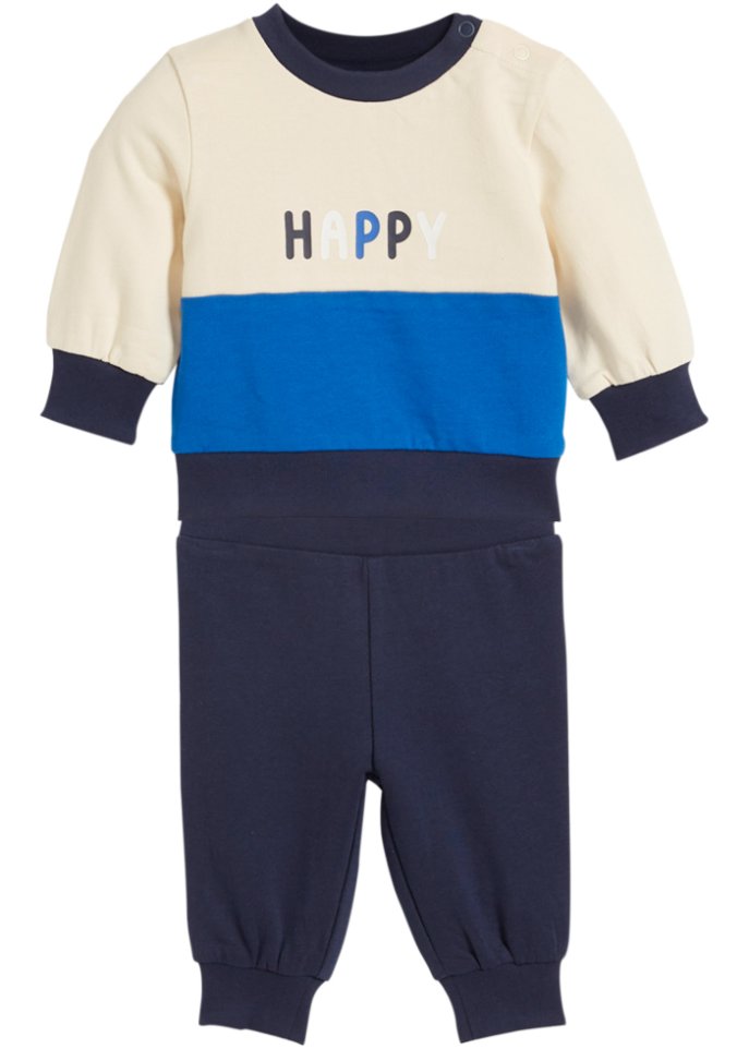 Baby Sweatshirt und Hose aus Bio-Baumwolle (2-tlg.Set)  in blau von vorne - bpc bonprix collection