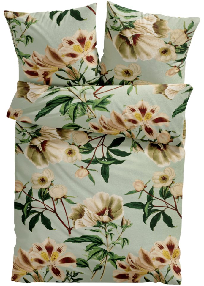 Bettwäsche mit floralem Design in grün - bpc living bonprix collection