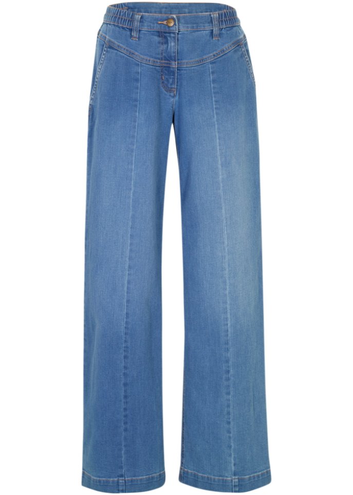 Jeans mit streckender Teilungsnaht in blau von vorne - bpc bonprix collection